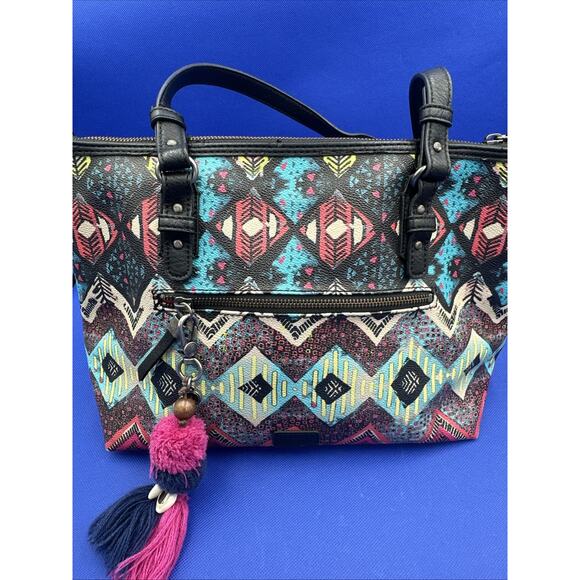 The Sak Hasley Happy & Free Geometric Aztec Tribal Print Tote Shoulder Bag READ - Picture 1 of 16